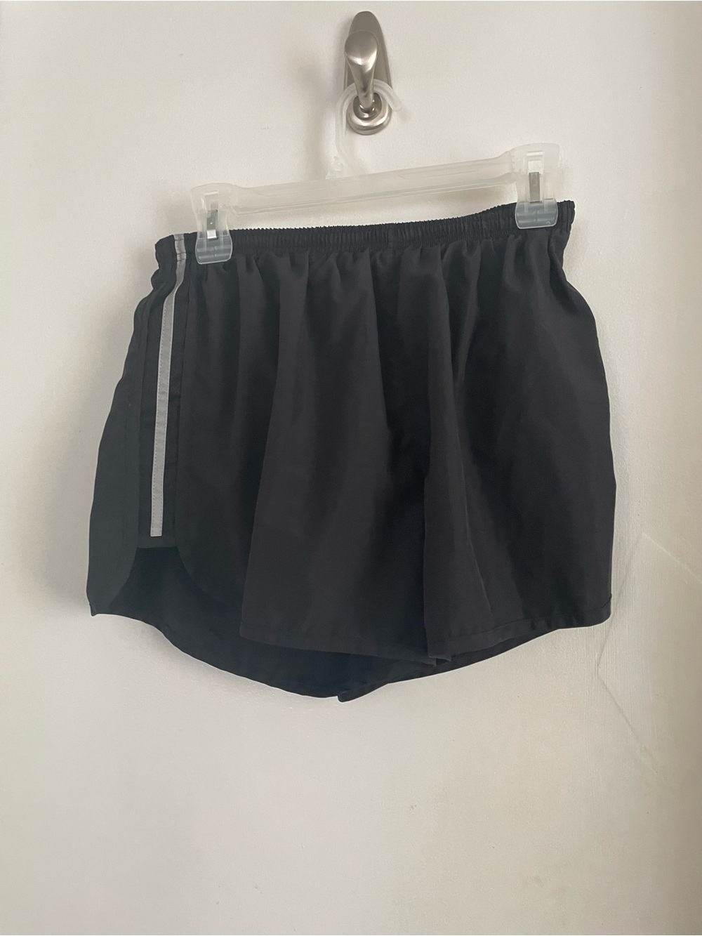 Women's Black Athletic Shorts with Reflective Side Stripe